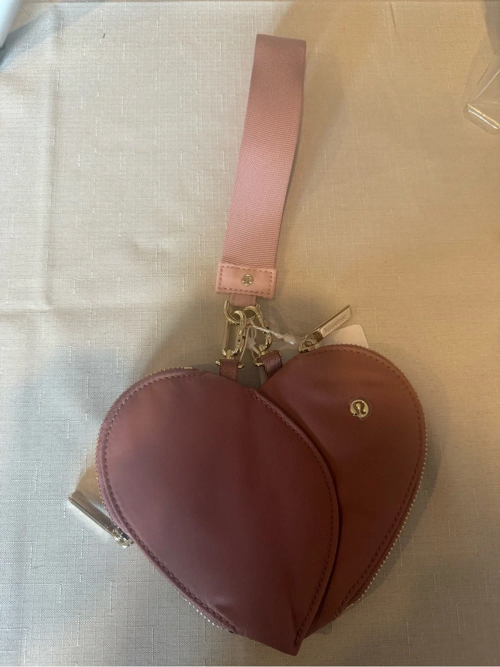 Lululemon Dual Heart Wristlet with Gold Hardware- NWT
